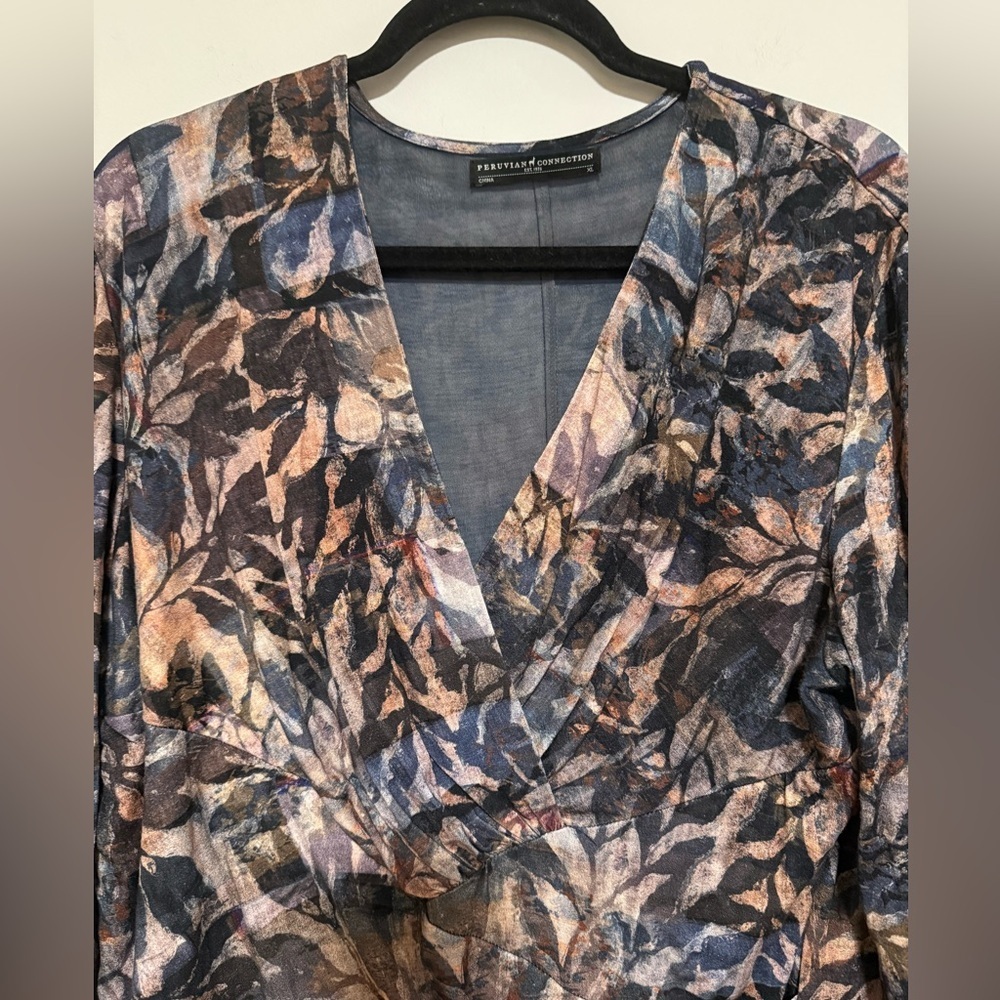 Peruvian Connection Patterned Faux Wrap Dress Siz… - image 4